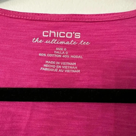 Chico's The Ultimate Tee Cotton Slub Cardigan Berry Pink Long Sleeve Size S GUC - Picture 4 of 7